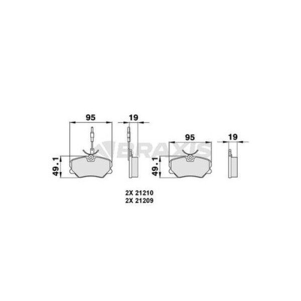 Braxis AB0127 Ön Fren Balatası P405 Srı Xu9J4 1.9 (4 Kablolu) 4251.35 