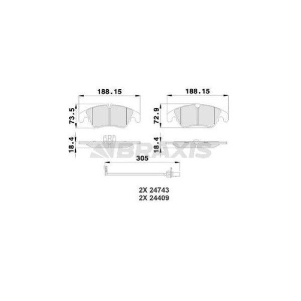 Braxis AB0177 Ön Fren Balatası A4 1.8 2.0 3.2 S4 2.0 2.7 3.0 07-A5 Q5 2.0 3.2 S5 2.7 3.0 07- 8K0698151E