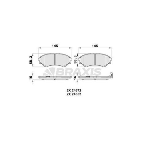 Braxis AB0178 Ön Fren Balatası Mazda 4x4 B 2500 Ranger 02-06 2.5TD 3.0TD 06-11 1356600