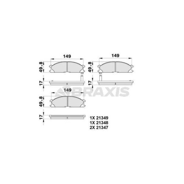 Braxis AB0196 Fren Balatası Ön Nissan Pick Up D22 Td25 98-02 Pathfinder 86-95 Urvan 95-01 D10602S790 