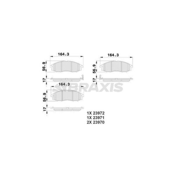 Braxis AB0213 Ön Fren Balatası Pick Up D22 Skystar 02-05 Yd25 Navara 05-08 Pathfinder 97-03 D1060VK190 