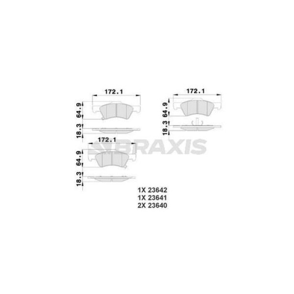 Braxis AB0214 Ön Fren Balatası Dodge Caravan III 3.3 AWD 3.8 T (00 07) Voyager III 2.4 2.5Crd 2.8CRDI 3.3 (00=12.1 5135258AA