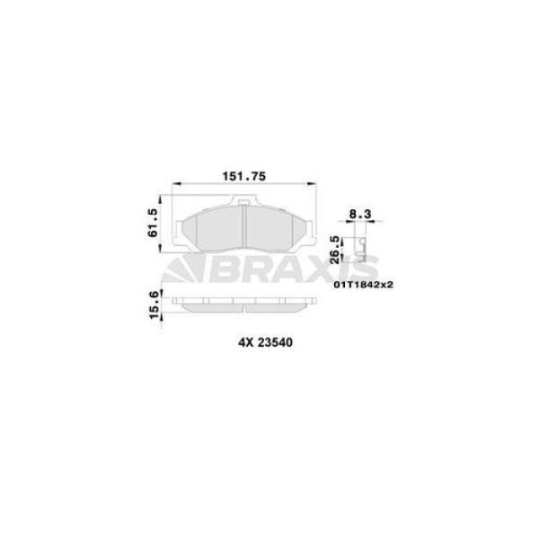 Braxis AB0242 Ön Fren Balatası Ranger 2.5TD 4x4 04-2.5.2.5D 4x4 99-02 06-11 Mazda B2500 01-03 Bt 49 4509599