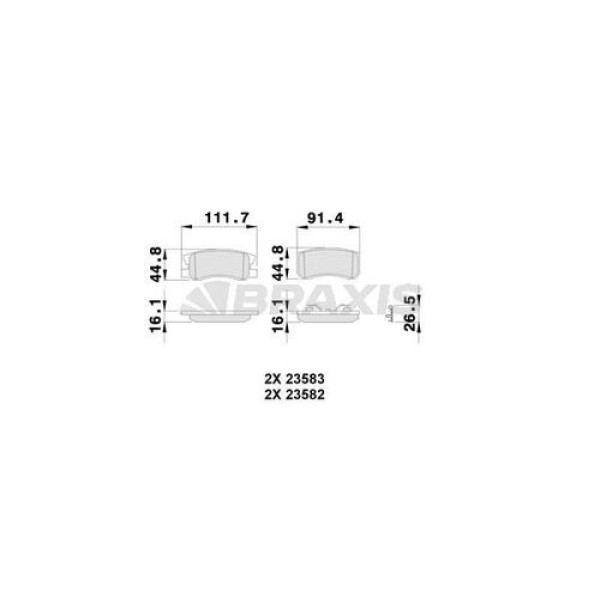 Braxis AB0246 Arka Fren Balatası Peugeot Citroen Mitsubishi 4007 4008 C4 Pajero 4254.48