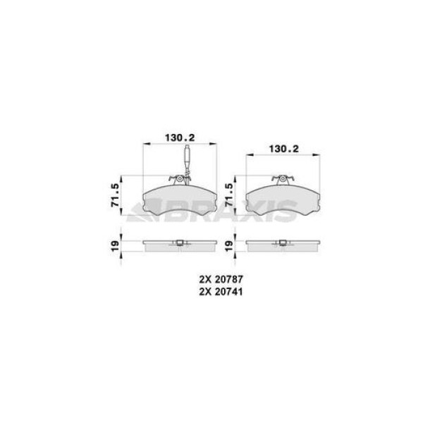 Braxis AB0254 Ön Fren Balatası Peugeot J5 2.0 2.5D 1.8 (81 90) Fiat Ducato 1.8 2.0 2.4D (82 88) (130x71.3x19) GDB695