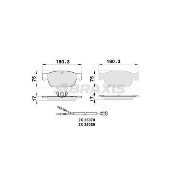 Braxis AB0269 Ön Fren Balatası C5 C6 P407 2.2HDI 16V 3.0HDI 24V 94 09-308 RCZ 508 EP6Cdtx1.6 07 10-P407 Cou 4254.73 