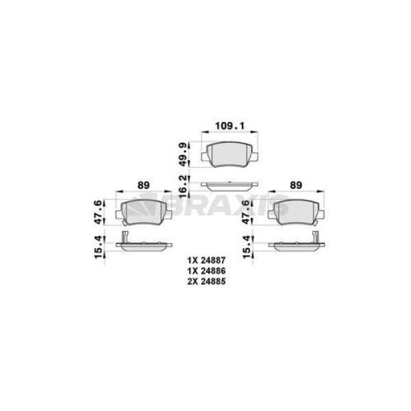 Braxis AB0278 Fren Balatası Arka Avensis 2009-Auris 1.6 D4D 2015-RAV4 2015- 044650F010 