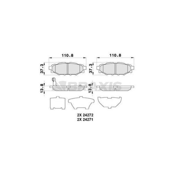 Braxis AB0280 Arka Fren Balatası Forester 2.0 2.5 09-12 Impreza 08-12 Outback 03-11 Legacy 03-10 26696AG031 