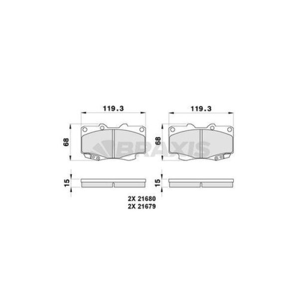 Braxis AB0292 Ön Fren Balatası Toyota HiIux Vigo 4x4 06-10 044650K140