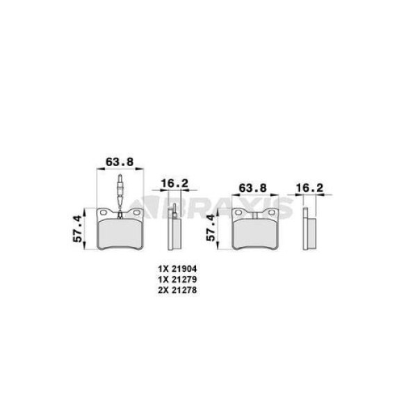 Braxis AB0294 Fren Balatası Arka (Fişli) V-Class 638 2 97-03 Vito 638 97-03-P406 P605 P607 95-07 4251.30 