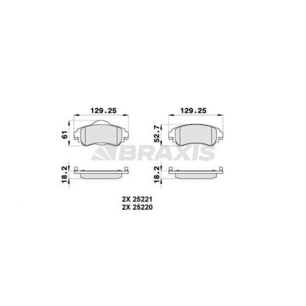 Braxis AB0321 Ön Fren Balatası C4 II DS4 1.4 VTI.1.6 HDI (11 2009) 1.6 E HDI (04 2011) 4254.A9