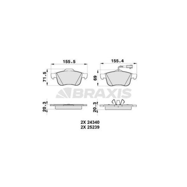 Braxis AB0348 Ön Fren Balata Alfa Romeo Giulietta 1.4 Tb 163 1.4 Tb 170 2.0 JTDM 140 2.0 JTDM 163 2.0 JTDM 170 10 77365354 