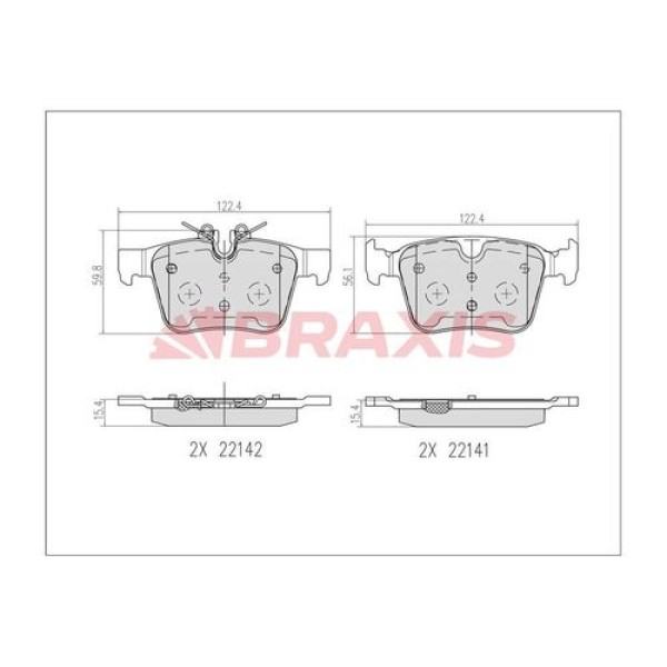 Braxis AB0611 Fren Balatası Arka Evoque 12-18 Discovery Sport 15-Xe Range 15-XF 16-E-Pace 17- LR110327 