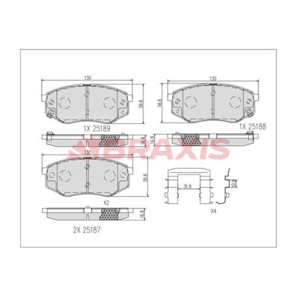 Braxis AB0619 Fren Balatası Ön Hyundai ix20 10-Soul II 14- 581013SA25 