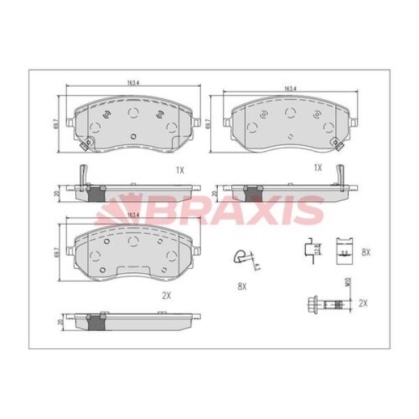 Braxis AB0621 Fren Balatası Ön X-Class 470 17- A4704205300 