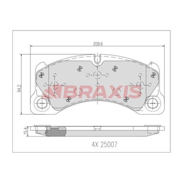 Braxis AB0624 Fren Balatası Ön Cayenne 2.9 S AWD 3.0 AWD 4.0 AWD 17- 95B698151AA 