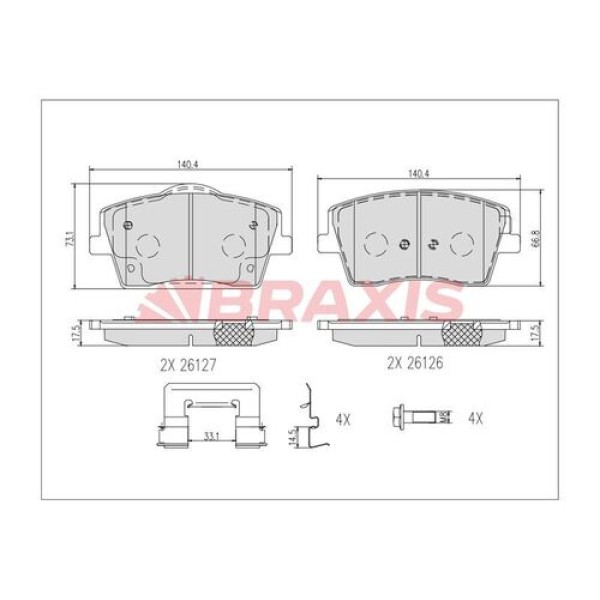 Braxis AB0626 Ön Fren Balatası Volvo Xc40 17- 31471407 