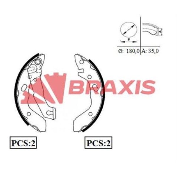 Braxis AC0032 Arka Fren Balatası Pabuç Kampana Geniş Tip Hyundai Hyundai Accent 1.3 1.5 1.6 2000-2005 Excel 1990-1993 5830524A20