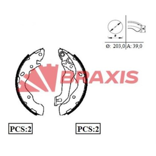 Braxis AC0058 Arka Fren Balatası Pabuç Kampana Hyundai Accent 1.5 CRDI Matrı1.5 CRDI 2002-2004 5830517A00 