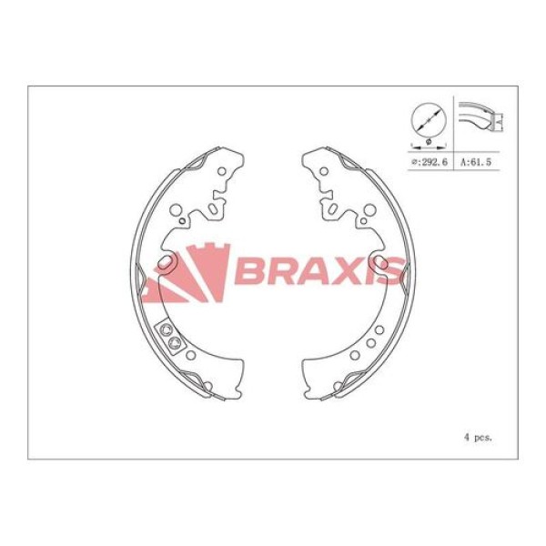 Braxis AC0103 Fren Balatası Arka Pabuç Toyota HiIux 2006-2WD 4WD HiIux 2.4 2015-(KUN25 26 35) 044950K070