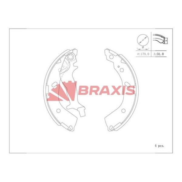 Braxis AC0110 Arka Fren Balatası Kampana Tip Pabuç Hyundai Getz 2002- 583051CA10 