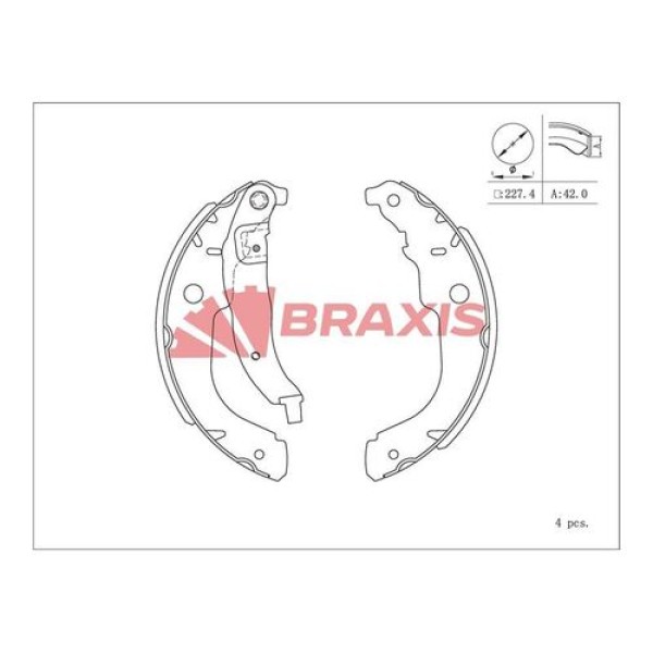 Braxis AC0111 Arka Fren Balatası Pabuç 207 C3 III DS3 1.4 1.4 16V 1.4HDI 02 06-(228x40) 4241.N3 