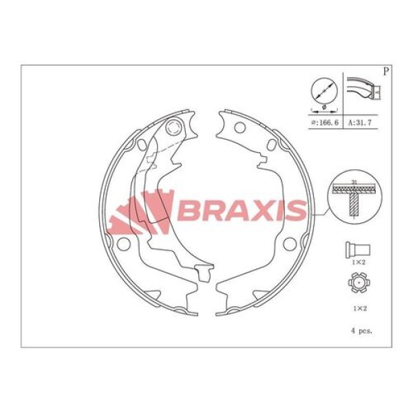 Braxis AC0114 El Fren Balatası Arka Getz 05-10 i10 07-13 i20 08- 583501CA00 
