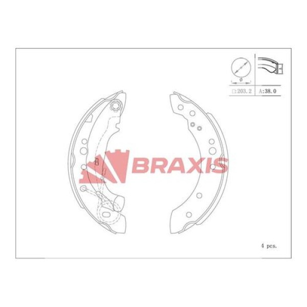 Braxis AC0121 Fren Balatası Arka Kampana Clio II 01-Clio IV 12-Logan 04-Sandero 12-1007 05-C2 02-C 4241.L0