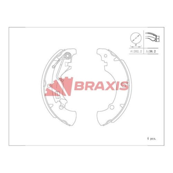 Braxis AC0139 Fren Balatası Arka Kampana Idea 04-Punto 99-12 Fiorino 1.4 07-Nemo 09-C2 03-C3 Pluriel 1 77362449