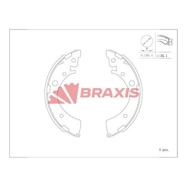 Braxis AC0142 Fren Balatası Arka Kampana Civic V 91-95 Civic VI 95-01 Civic VII 01-05 Hr-V 98-Logo 99-02 (200x36) 43153SA6305 