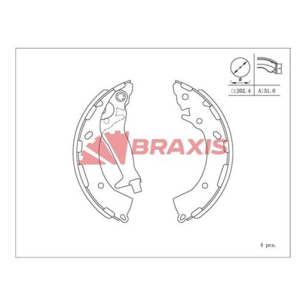 Braxis AC0144 Fren Balatası Arka Kampana Accent 11-i10 11-13 i20 14-i20 09-Rio III 11-203x31 583050UA00