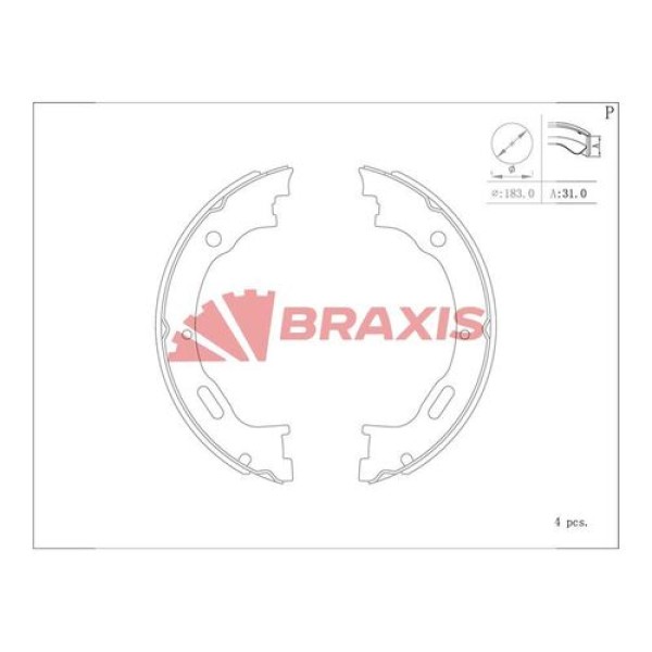 Braxis AC0182 Fren Balatası Arka (Park Freni Pabuçu) ML-Serisi W163 98-04 A1634200220