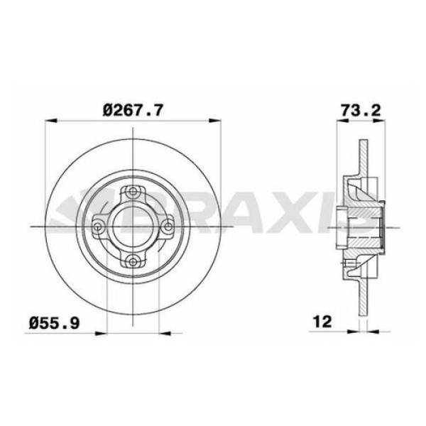Braxis AD0056 Arka Fren Disk Aynası Rulmanlı Poryal Partner Tepee Berlingo III 308 5008 3008 08-C3 4249.46