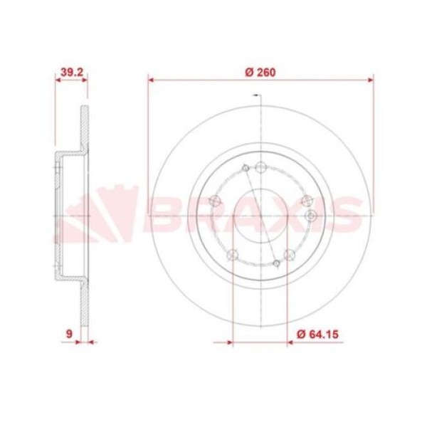 Braxis AD1103 Fren Diski Aynası Arka Honda Civic 2016-Fc Kasa (260x5) 42510TEAT01 