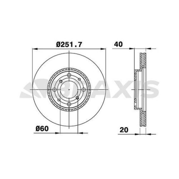 Braxis AE0106 Ön Fren Aynası Havalı Suzuki Maruti Ritz 09-Splash 08-Swift 05-Vauxhall Agila 08-14 Legacy 00-03 (251x4) 4708241 