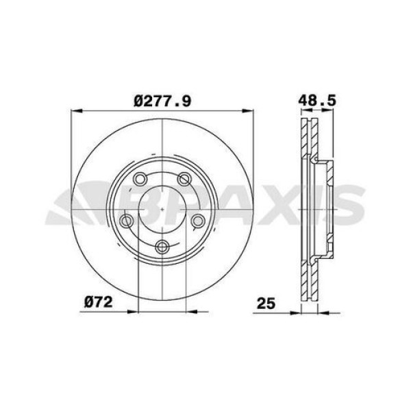Braxis AE0153 Ön Fren Disk Aynası Havalı Mazda 5 05-Mazda 3 03-10 277x4 C24Y3325XC9A 