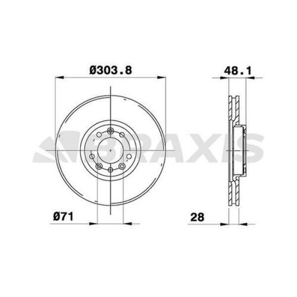 Braxis AE0217 Ön Fren Disk Aynası Havalı C4 508 1.6VTI 1.6Thp 1.6HDI 2.0HDI 2.2HDI 10-304mm 308 II 1.2VTI 1.6 4249.K1 