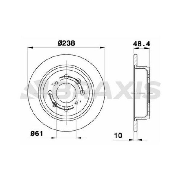 Braxis AE0242 Arka Fren Disk Aynası Düz Honda Accord 86-89 Civic 88-95 Cr90-94 Prelude 87-90 Rover 200 90-00 (239x4) EGP1254