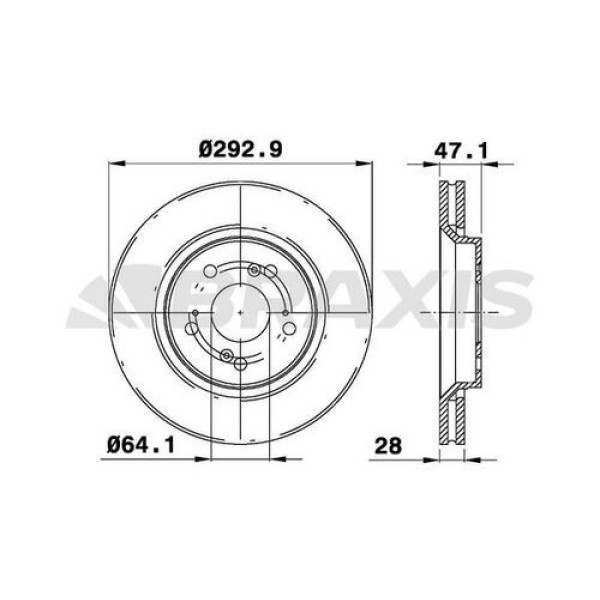 Braxis AE0255 Ön Fren Diski Aynası Havalı Honda CRV 2007-(293x5) 45251SWWG01 