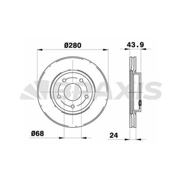 Braxis AE0260 Ön Fren Aynası Havalı Nissan Juke 1.5 DCI 1.6 10-Pulsar 14-(280x5) 402061KA3A