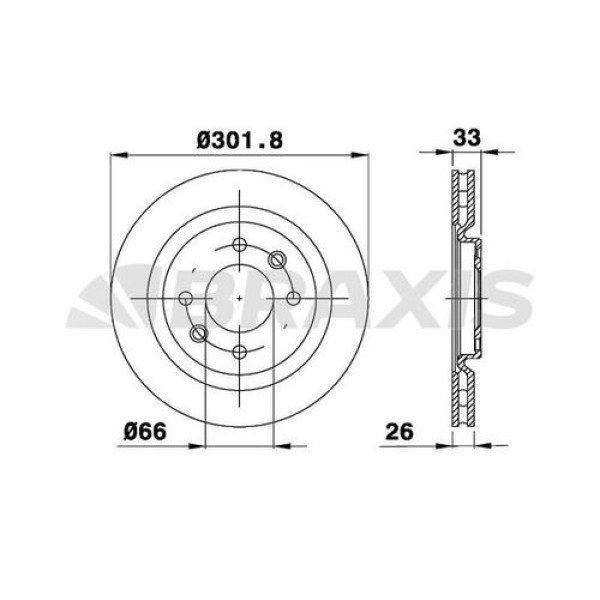 Braxis AE0273 Ön Fren Disk Aynası Havalı 208 1.2 1.4 1.4HDI 1.6 1.6HDI 308 3008 5008 C4 C4 II DS4 DS5 1.6 16V 1 4249.J8