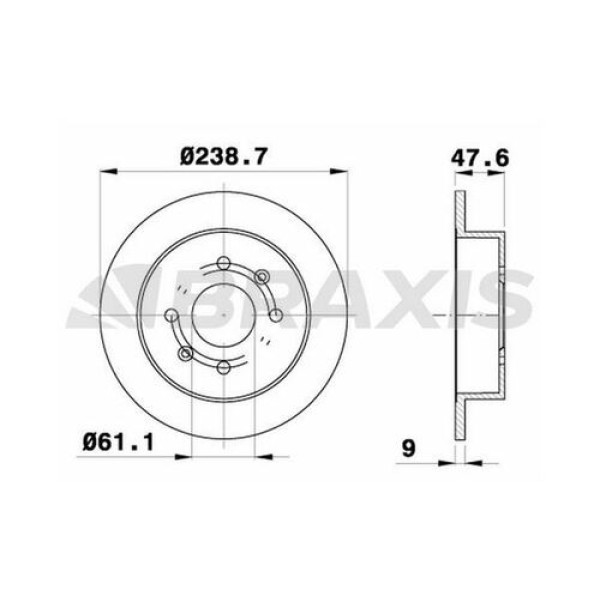 Braxis AE0280 Arka Fren Aynası Düz Honda Jazz City 02-08 Accord 85-99 Civic 87-91 (239x4) 42510SR3A11