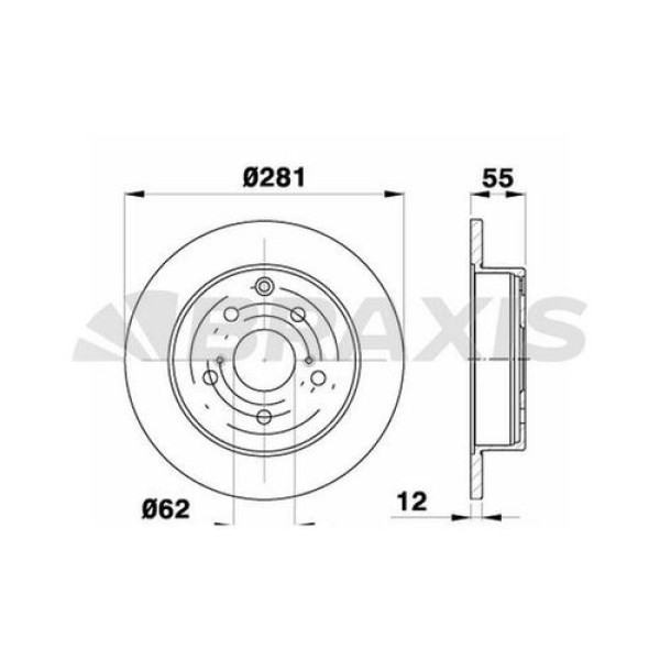 Braxis AE0281 Arka Fren Disk Aynası Düz Toyota RAV4 III VVT-I 06-13 (281x5) 4243142060 