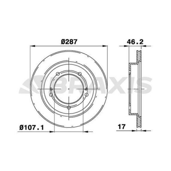 Braxis AE0300 Ön Fren Aynası Havalı Suzuki Vitara 5 Kapı 90-98 Jimny 05-(287x5) 5521156B00 
