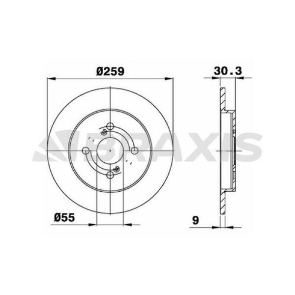 Braxis AE0327 Arka Fren Disk Aynası Düz Yaris II 06-11 260x3 4243152080 