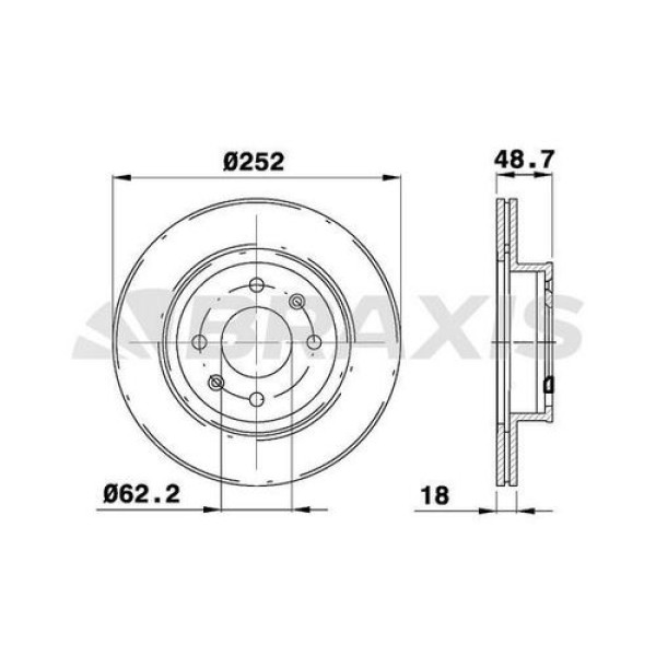 Braxis AE0337 Ön Fren Diski Aynası Havalı Hyundai i10 1.1 CRDI 1.2 2008-Kia Picanto 1.1 2005-(252x4) 517120X700