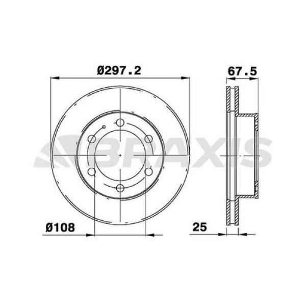 Braxis AE0342 Ön Fren Disk (Aynası) Havalı Toyota HiIux Vigo 2.5DT 3.0DT D 4D 4x4 05-15 (297x6) 435120K060 