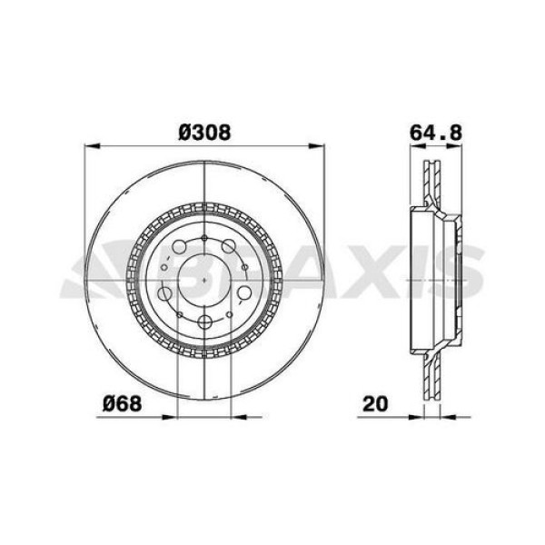 Braxis AE0462 Arka Fren Aynası Volvo Xc 90 2.5T D5 T6 02-(17 Jant) (308x20x5Dl Havalı) 8624926 