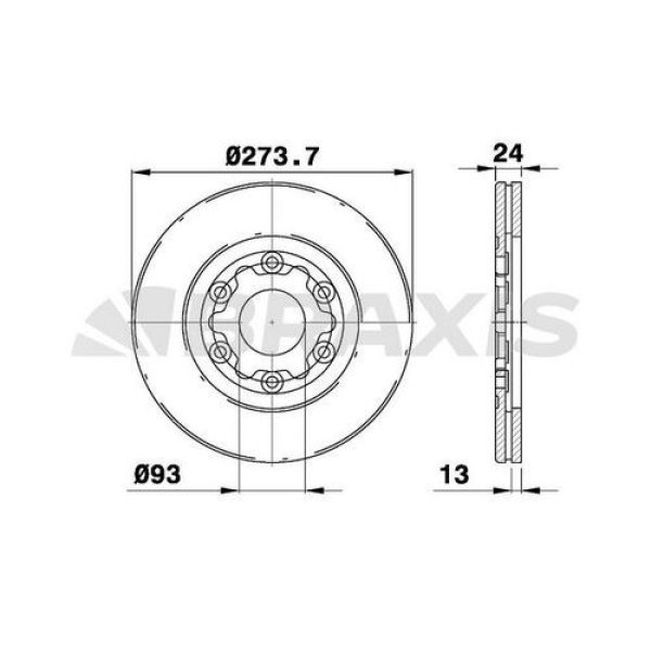 Braxis AE0489 Ön Fren Aynası Havalı Ford Ranger Mazda B2500 2.5 D Pick Up 98-02 4x4 (274x6) 1497307 