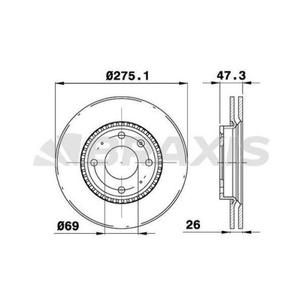 Braxis AE0510 Ön Fren Disk Aynası Havalı Kia Cerato 2004-(275x4) 517122F100